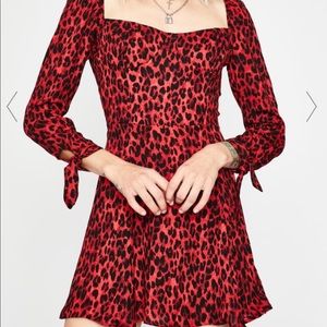 Red leopard print dress